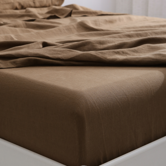 Umber Brown 100% Hemp Fitted Sheet