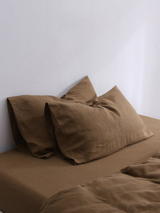 Umber Brown 100% Hemp Pillowcase Set