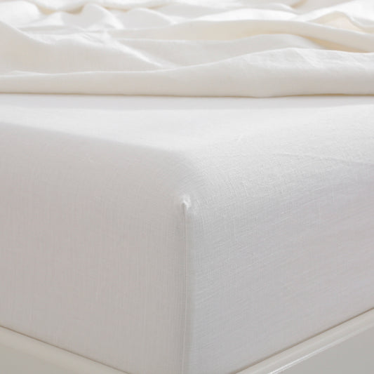White 100% Hemp Fitted Sheet