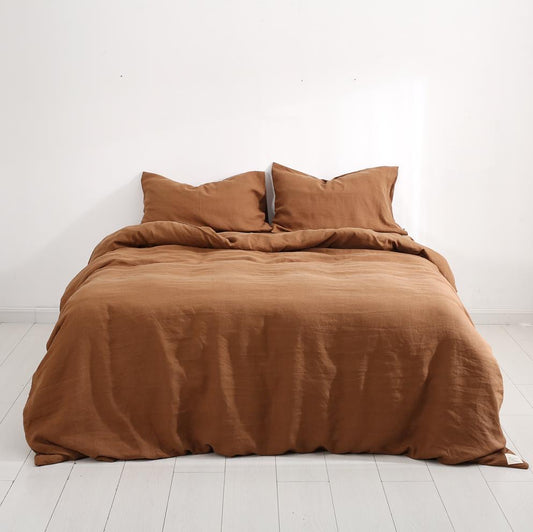 Tobacco Brown Quilt Sheet Set 100% Hemp 